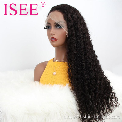 High Quality Human Hair Wigs Virgin Remy Brazilian HD Transparent 13X6 Lace Front Water Wave Curly Wig For Black Women